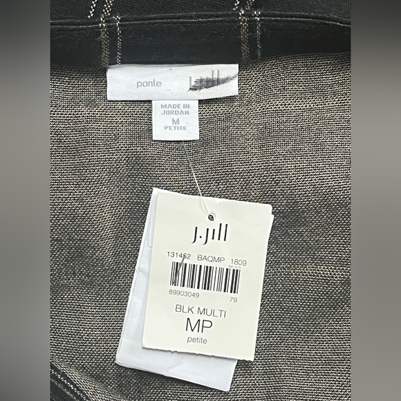 J. Jill‎ Dress Women’s Petite M Black Ponte Window Pane Short Sleeve Pockets NEW - Picture 2 of 11